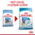 ROYAL CANIN JUNIOR GIANT, změna obalu a složení. Nový vzhled, vylepšené složení. Původní a nový obal s texty: 45 kg, 8–18/24 months/mois, ADULT WEIGHT OVER 45 kg.