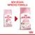 Royal Canin kitten food packaging update shown with new design and improved formula, highlighting change from old to new product for kittens up to 12 months.