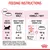 Feeding instructions for 4 to 12 month kittens: pouch only, 3.5 to 2.5 pouches daily; mix of 1 pouch plus 46g to 31g kibble for adult target weight 4kg. Energy: 916 kcal/kg.