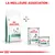 Royal Canin Satiety Weight Management pour chiens : un sac de croquettes Small Dogs et deux boîtes de pâtée. Texte visible : LA MEILLEURE ASSOCIATION.