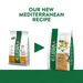 LIBRA cat food packaging change, old and new bags shown side by side with 'OUR NEW MEDITERRANEAN RECIPE' text above. Both show urinary chicken variety for cats.