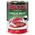 Rocco Single Meat говядина, 400 г банка. Изображение сырой говядины и символ коровы.