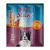 Emballage Rocco Sticks, texte visible : With poultry, Soft & easy to portion!, illustration de bâtonnets et d’un chien noir et blanc. Fond bleu et violet.