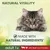 NATURAL VITALITY. MADE WITH NATURAL INGREDIENTS*. adult 1+ with Beef and Chicken. Text shown with image of a tabby cat. All text in English.