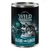 Lata de comida para gatos Wild Freedom Clear Lakes, 400 g. Texto visible: 100% grain-free recipe, chicken with trout.