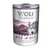 Консервы Wolf of Wilderness Wild Hills, 100% grain-free, утка с лесными ягодами, корнями и дикими травами, 400 г. Видна надпись на английском и немецком языках.