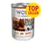 Wolf of Wilderness OAK WOODS 400 g dåse, 100% grain-free, TOP SELLER-mærke, vildsvin med skovbær, rødder og vilde urter. Tekst på engelsk og tysk synlig.