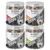 Four tubs of freeze-dried snack labelled RAW: beef liver, chicken hearts, duck necks, and lamb lung. Brand name Wolf of Wilderness visible on each tub.