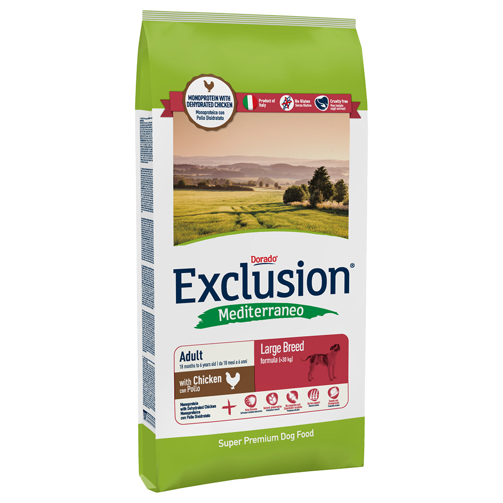 Fotografie produktu: Exclusion Mediterraneo Adult Large Chicken - 2 x 12 kg