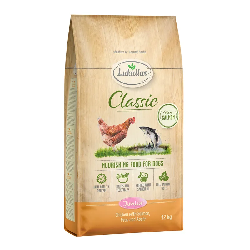 Lukullus pienso para perros - Pack Ahorro - Classic Junior pollo y salmón, sin cereales (2 x 12 kg)