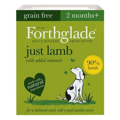 Grain free, 2 months plus, just lamb with added minerals, 90% lamb, made with natural ingredients. For a balanced meal, add a good quality mixer.