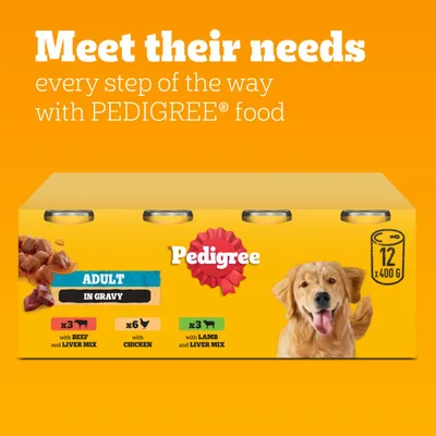 Pedigree Adult Selection Multipack 12 x 400g - Meat Selection in Gravy (Chicken, Lamb & Beef) Pedigree Adult Selection Multipack 12 x 400g - Meat Selection in Gravy (Chicken, Lamb & Beef)