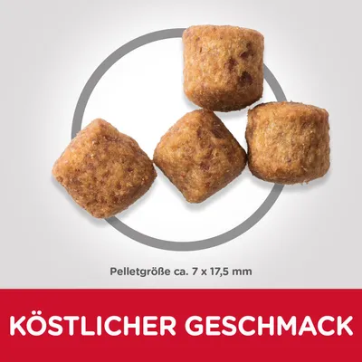 Pelletgrösse ca. 7 x 17,5 mm. Köstlicher Geschmack.