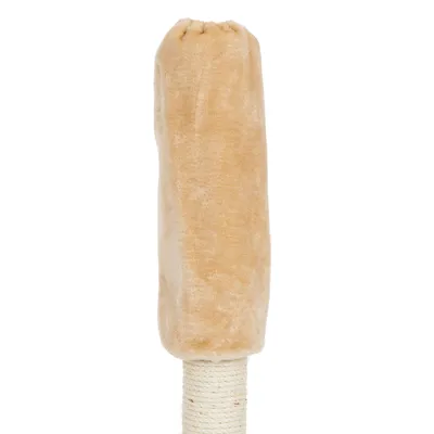 Scratching post spare part: sisal pole with beige plush cover, suitable for repairs or adjustments.