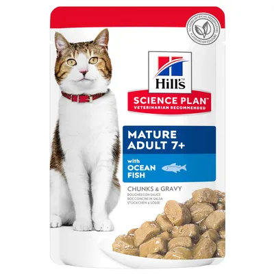 Hill's Science Plan Mature Adult 7+ с океанической рыбой, кусочки в соусе. Рекомендовано ветеринарами, без искусственных консервантов, ароматизаторов и красителей. Hill's Science Plan Mature Adult 7+ с океанической рыбой, кусочки в соусе. Рекомендовано ветеринарами, без искусственных консервантов, ароматизаторов и красителей.