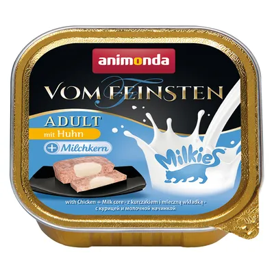 Animonda Vom Feinsten Adult con pollo e cuore di latte. Cibo per gatti con Milkies, paté delicato con ripieno cremoso.