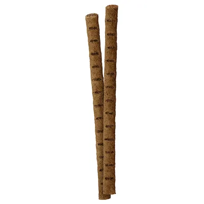 Two brown snack sticks with a ridged surface, suitable as a treat or reward.