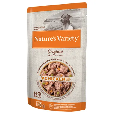Nature's Variety Original Pâté med kylling, Mini Adult (1-10 kg), 150 g, uden korn, fremstillet med naturlige ingredienser.
