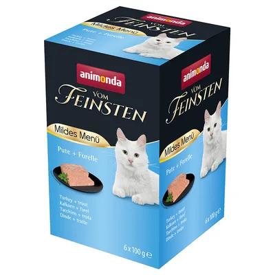 Animonda Vom Feinsten Mildes Menü turkey + trout, wet food for cats, pack of 6 x 100 g.