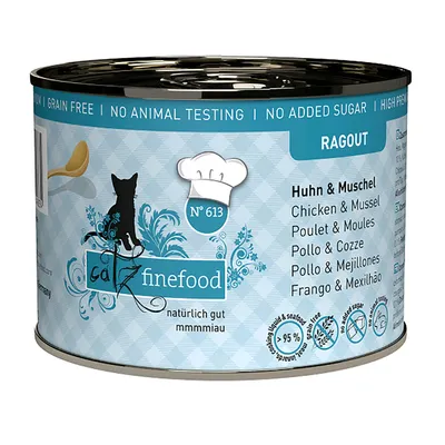 Catz Finefood Ragout št. 613, piščanec in školjka, brez žit, brez testiranja na živalih, brez dodanega sladkorja, 95 % mesa, naravno dobro.