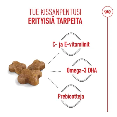 Kuivaruokapalat, joissa korostettuina ainesosina C- ja E-vitamiinit, omega-3 DHA sekä prebiootit. Kuivaruokapalat, joissa korostettuina ainesosina C- ja E-vitamiinit, omega-3 DHA sekä prebiootit.