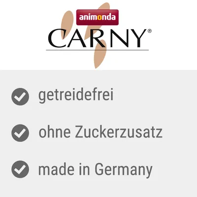 Animonda Carny. Getreidefrei, ohne Zuckerzusatz, made in Germany.