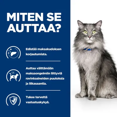 Teksti: MITEN SE AUTTAA? Edistää maksakudoksen korjautumista. Auttaa välttämään maksaongelmiin liittyviä ravintoaineiden puutoksia ja liikasaantia. Tukee tervettä vastustuskykyä.