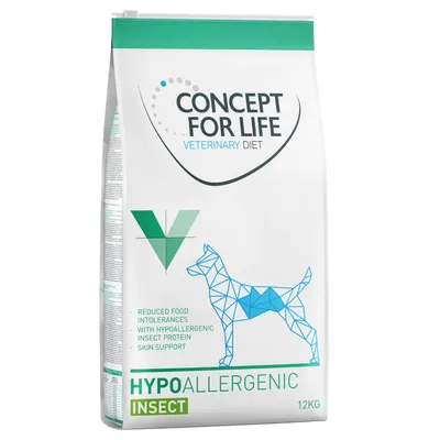 Concept for Life Veterinary Diet Hypoallergenic Insect, 12kg. Toleranță alimentară redusă, proteină de insecte hipoalergenică, susținere pentru piele.