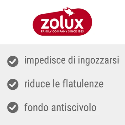 zolux FAMILY COMPANY SINCE 1933. impedisce di ingozzarsi, riduce le flatulenze, fondo antiscivolo.