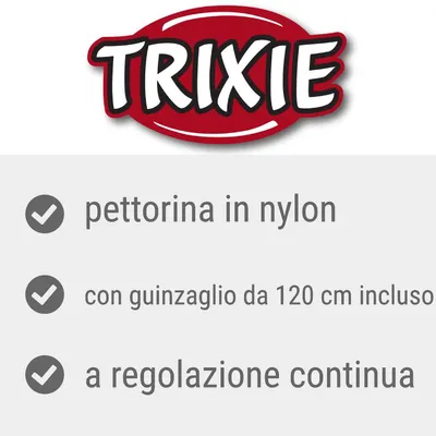 TRIXIE, pettorina in nylon, con guinzaglio da 120 cm incluso, a regolazione continua.