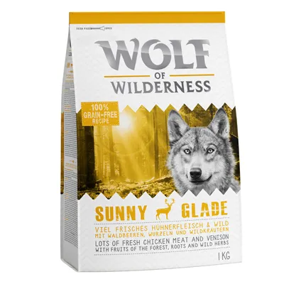 Wolf of Wilderness Sunny Glade, 100 % grain-free recipe, lots of fresh chicken meat and venison with fruits of the forest, roots and wild herbs, 1 kg