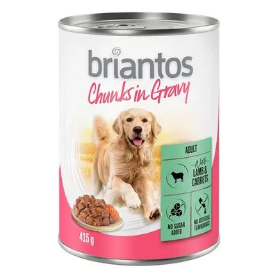 Briantos Chunks in Gravy, Adult, with lamb and carrots, 415 g. No added sugar, no artificial flavours.