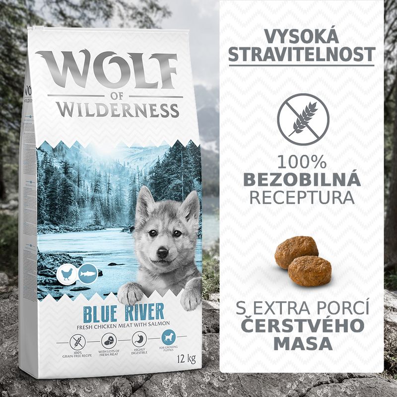 Wolf of Wilderness Junior "Blue River" s lososem - bez obilovin