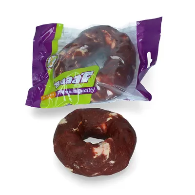 Braaaf Premium Quality Fleischring, einmal in transparenter lila-grüner Verpackung und einmal ausgepackt sichtbar.