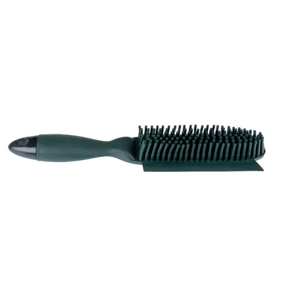 Schwarze Bürste mit Kunststoffborsten und ergonomischem Griff, geeignet für die Entfernung von Tierhaaren.