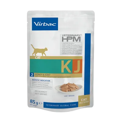 Virbac Veterinary HPM Cat Kidney & Joint, Diätfutter für Katzen mit Niereninsuffizienz und Osteoarthritis. 85g Packung, Loaf/Mousse, hohe Akzeptanz.