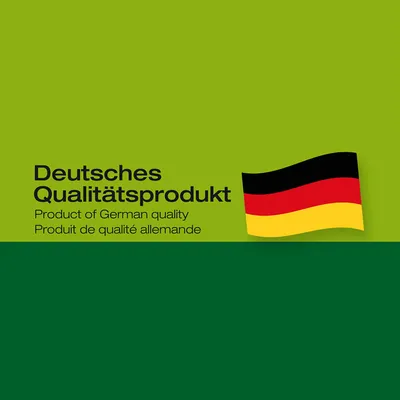 German quality product. German flag on green background.