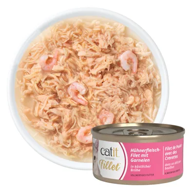 Catit Cuisine Fillet Huhn - 12 x 75 g Huhn Fillet mit Shrimp Catit Cuisine Fillet Huhn - 12 x 75 g Huhn Fillet mit Shrimp