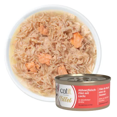 Catit Cuisine Fillet Huhn - 1 x 75 g Huhn Fillet mit Lachs