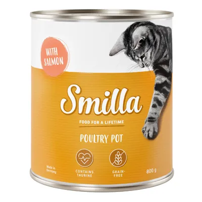 Smilla Poultry Pot z łososiem, zawiera taurynę, bez zbóż, 800 g. Wyprodukowano w Niemczech. Karma na całe życie.