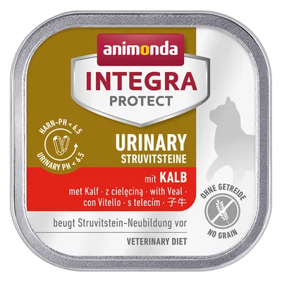 Animonda Integra Protect Urinary Struvitsteine con vitello, previene la formazione di nuovi calcoli di struvite, pH urinario < 6,5, senza cereali, Veterinary Diet.