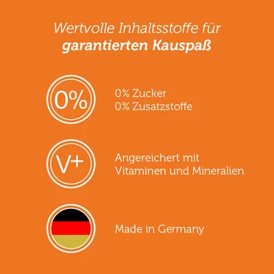 Vredne sestavine: 0 % sladkorja, 0 % dodatkov. Obogateno z vitamini in minerali. Made in Germany.