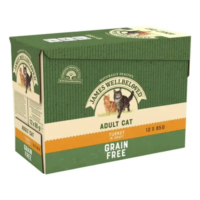 James Wellbeloved Adult Cat, peru em molho, 12 x 85g, sem cereais, ração hipoalergénica para gatos adultos.