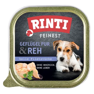 Rinti Feinest Geflügel pur & Reh, helle Filetstücke, ohne Innereien, ohne Leber.