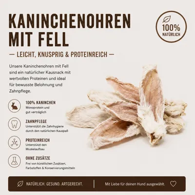 George & Bobs Hundesnacks 200 g - Kaninchenohren mit Fell George & Bobs Hundesnacks 200 g - Kaninchenohren mit Fell