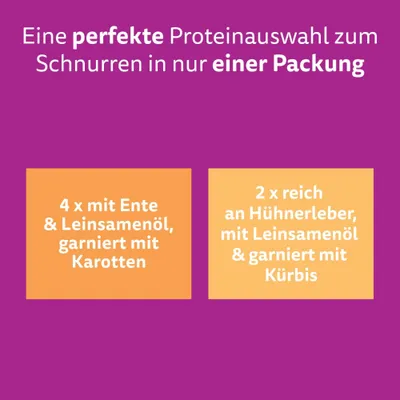 Whiskas 1+ Superfoods Gemischte Auswahl in Gelee 6 x 50 g - Ente & Hühnerleber