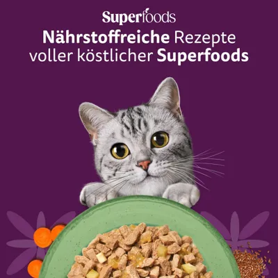 Whiskas 1+ Superfoods Gemischte Auswahl in Gelee 6 x 50 g - Hühnerleber & Thunfisch Whiskas 1+ Superfoods Gemischte Auswahl in Gelee 6 x 50 g - Hühnerleber & Thunfisch