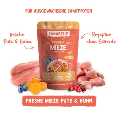 Sanabelle Freshe Mieze 10 x 100 g - Pute & Huhn Sanabelle Freshe Mieze 10 x 100 g - Pute & Huhn