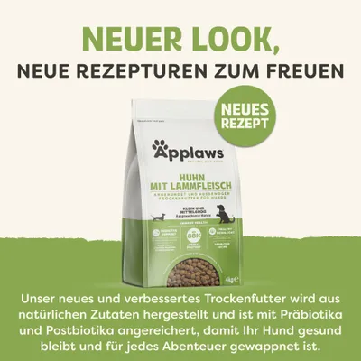 Applaws Huhn mit Lammfleisch Trockenfutter für Hunde, neues Rezept. Aus natürlichen Zutaten, angereichert mit Präbiotika und Postbiotika, getreidefrei, 4kg Packung. Applaws Huhn mit Lammfleisch Trockenfutter für Hunde, neues Rezept. Aus natürlichen Zutaten, angereichert mit Präbiotika und Postbiotika, getreidefrei, 4kg Packung.