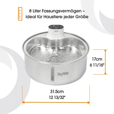Dog Mate Trinkbrunnen Edelstahl Wireless - 8 L Dog Mate Trinkbrunnen Edelstahl Wireless - 8 L